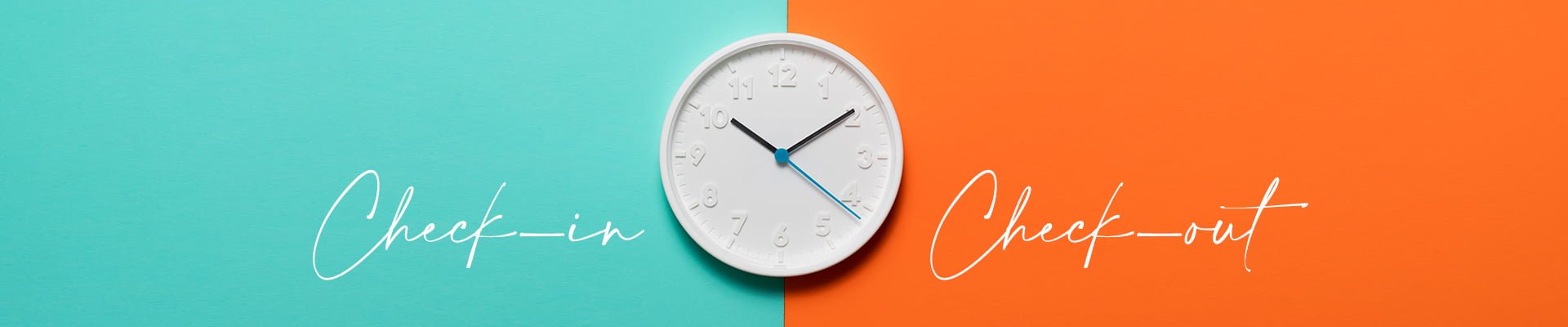 Retro,White,Clock,On,Green,And,Orange,Color,Table,Background, Check in Header Text Hotel Crystal Tirol Kitzbuehel St Johann Austria Alpen Urlaub | An-Abreise | Hotel Crystal