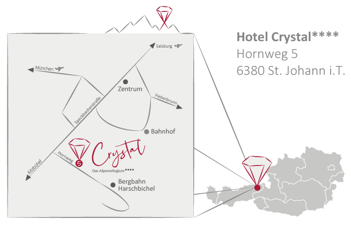 Location Directions Location Contact Map Street Hotel Crystal The 4 Star Hotel between Wildem Kaiser and Kitzbüheler Horn